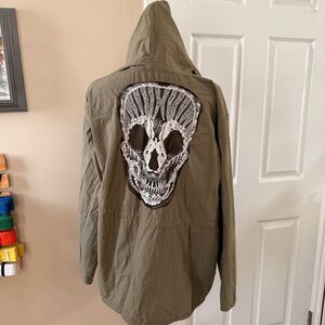 Japanese Brand ROLLERS Skull Back Logo Hoodie Jacket XL